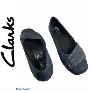 Clarks Bendables Navy Suede Flats